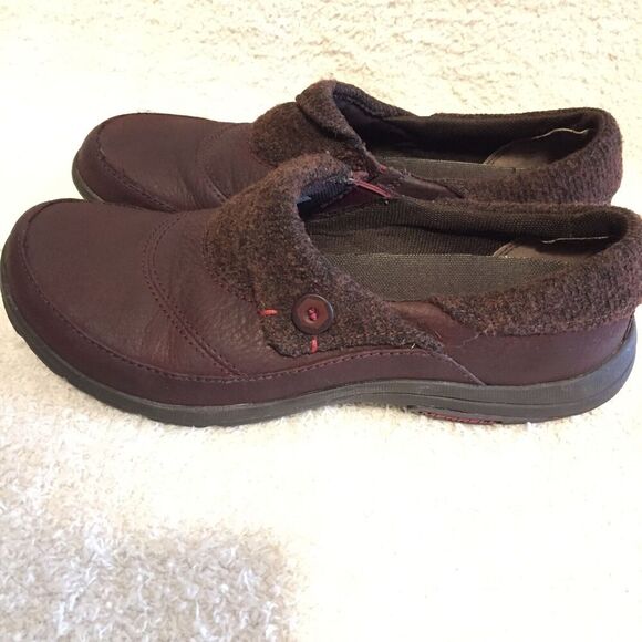 Merrell Women's Dassie Fold Andorra Burgundy Leather Moc Slip On Shoes Size 7 - Picture 6 of 12